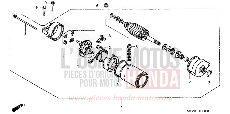 MOTEUR DE DEMARRAGE de Hornet 900 CANDY BLAZE ORANGE (YR196) 2007